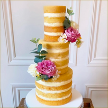 Load image into Gallery viewer, Rose + Eucalyptus Naked Wedding Cake
