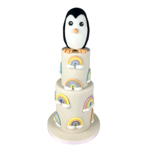 Load image into Gallery viewer, Penguin Lover Rainbow Birthday Cake
