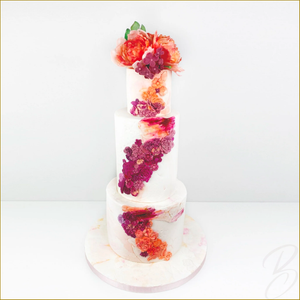Vibrant Sugar Flowers Wedding Cake