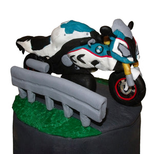3D Sculpted Motorbike Topper Cake