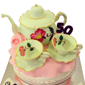 Tea Time Theme Cake Custom Birthday Cakes