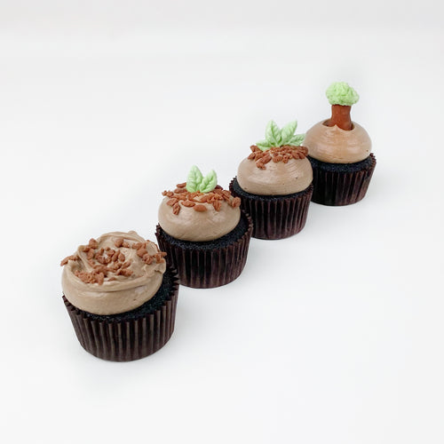 Organic Earth Day Plant + Tree Cupcakes