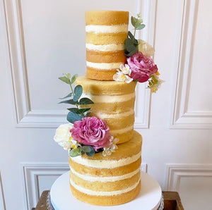 Rose + Eucalyptus Naked Wedding Cake