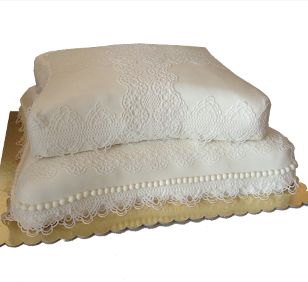 Pillow Cake with Lace Decor