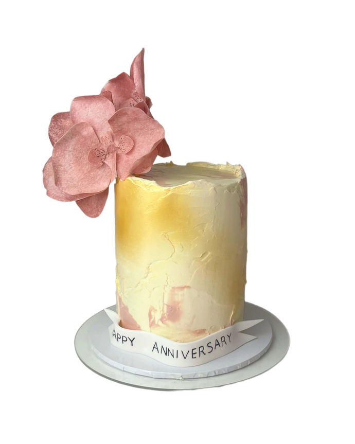 Wafer Orchid Anniversary Cake