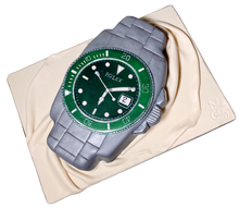 Load image into Gallery viewer, Rolex realistic watch celebration cake - hand painted with all edible medium. Realistic celebration cakes in central London.